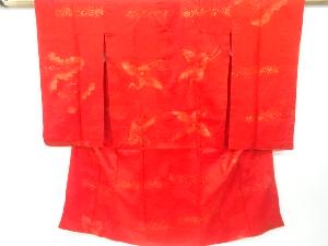 アンティーク　綸子金砂子雲に鶴模様長襦袢